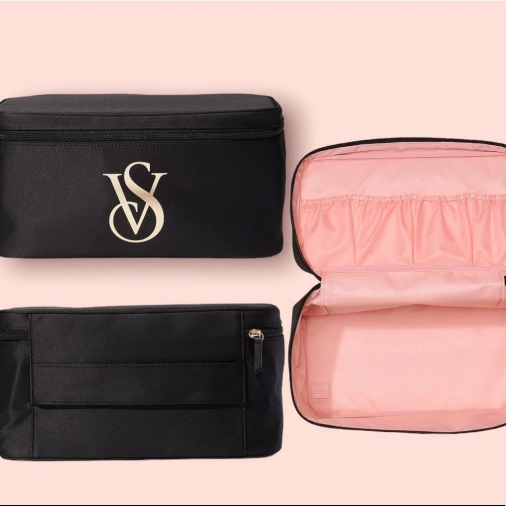 Victoria Secret Black Panty & Bra Satin Travel Case Bag - Picture 2 of 6